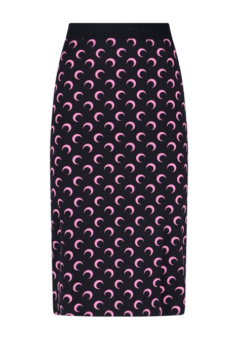 moon printed jersey knee length skirt woman black and pink MARINE SERRE | WSK123ACJER0001BK90